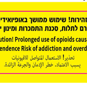 caution-opioids זהירות! שימוש ממושך באופיואידים גורם לתלות, סכנת התמכרות ומינון יתר